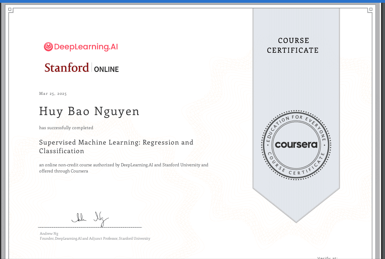 Supervised Machine Learning: Regression and
Classification